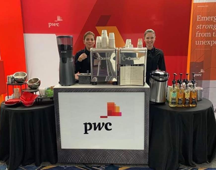 Espresso cart set up on the trade show floor